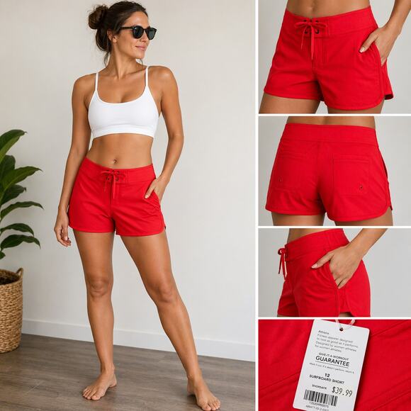 Athleta Pants - Athleta Red Board Shorts Women’s Size 12 Swim Surf Athletic